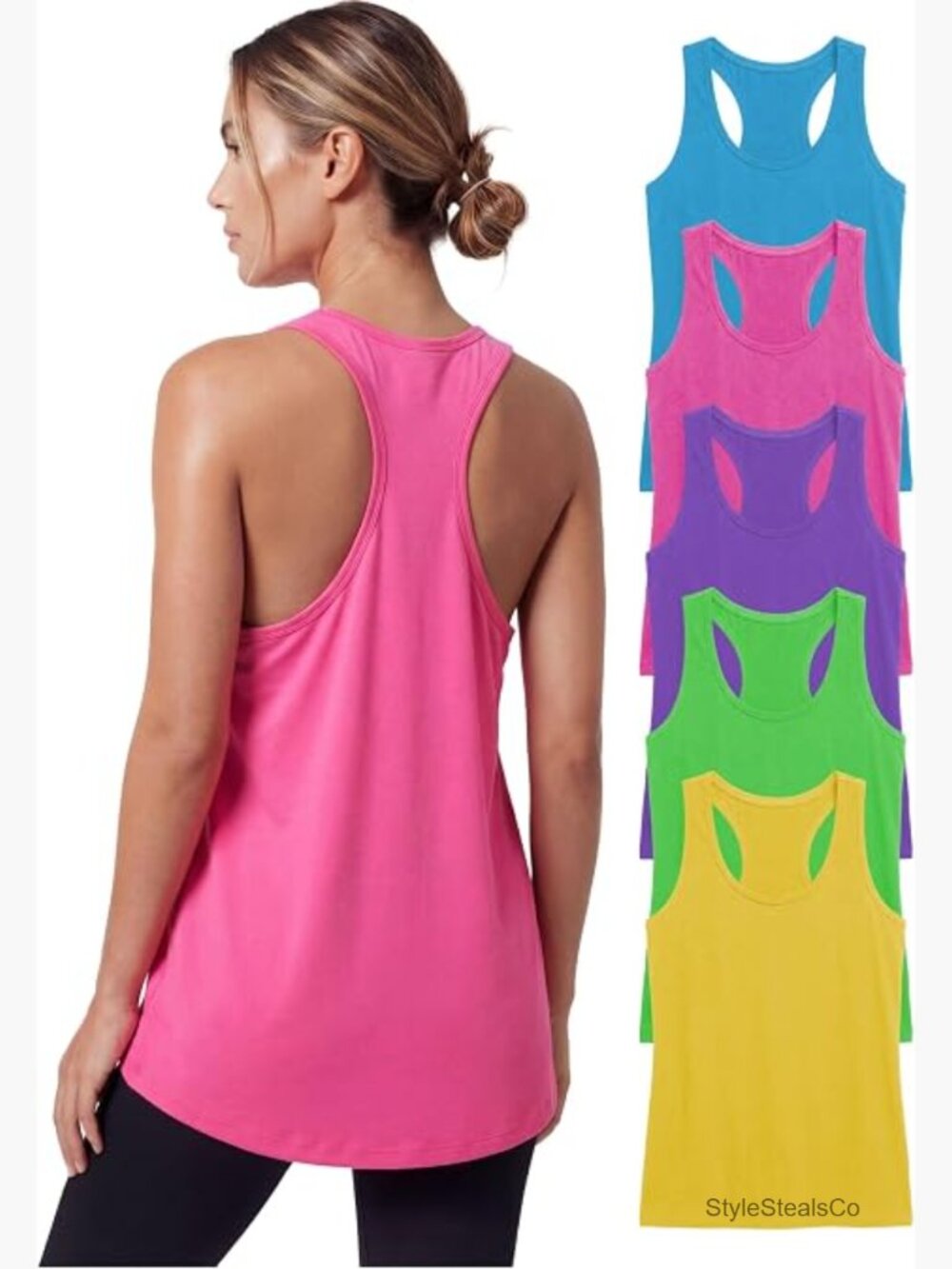 Cotton Stretch Racerback Tank Multi Pack Workout Athletic Tanks